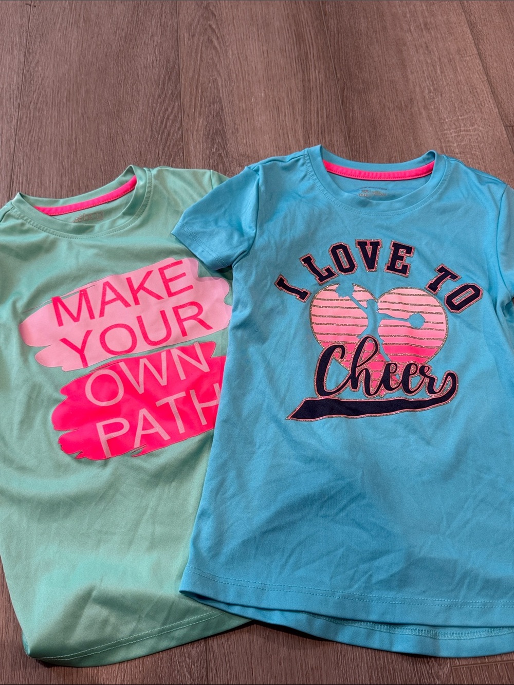 bcg Girls' Aqua & Mint Graphic Tees - Pink Accents